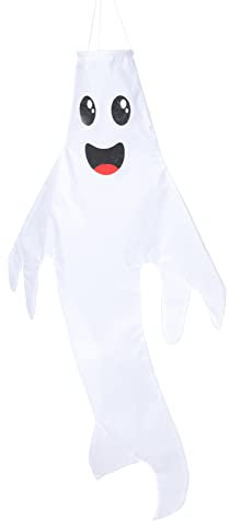 DIKACA Geister-luftröhren-banner Halloween-versorgung Geister-windsocke Windrichtungsflagge Gartendekoration Halloween-windanzeige Halloween-windsack Stoff Haartrockner Haushalt Weiß
