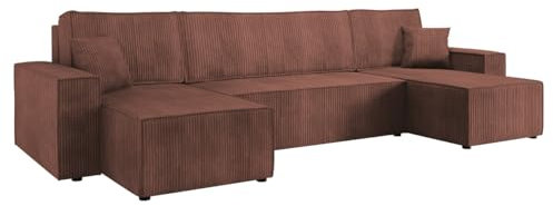 Mirjan24 Ecksofa Kobaro U Cord, Design Eckcouch Couch mit Schlaffunktion, Bettkasten, Wohnlandschaft, Bettfunktion, U-Form Sofa, Seite Universal, Symmetrisches Ecksofa (Poso 29)