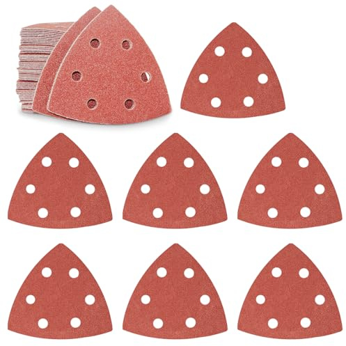 FEIHU 60 Stück Deltaschleifer Schleifpapier 40 Körnung für Dreieckschleifer | 93x93x93mm Schleifpapier für Schleifdreiecke Klettschleifpapier