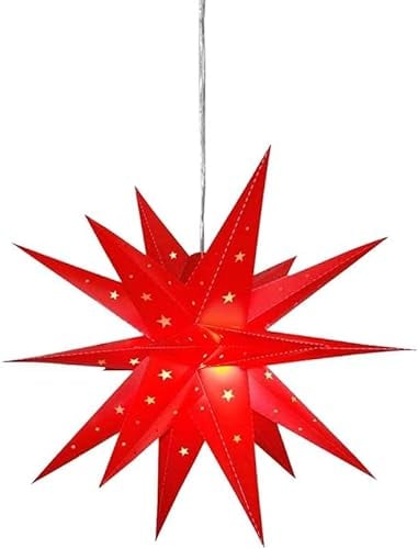 Esoes Außenstern rot led beleuchteter Stern ca. 58 cm Weihnachtsstern Leuchtstern Faltstern, IP44 wetterfest Garten Deko