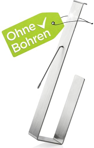 DEELIA® Küchenrollenhalter Silber, ohne Bohren, Klebemontage am Unterschrank oder an der Wand, Edelstahl Matt, ideal auch für Wohnmobile