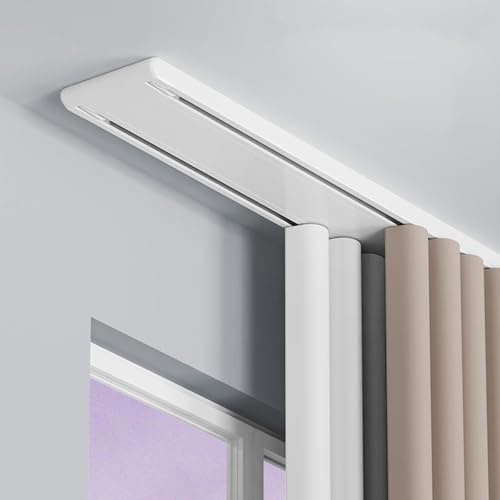 MZQMK 5 Meter Gardinenschiene, Vorhangschiene 2 Läufig, Deckenvorhangschiene, Für Vorhangschiene Etagenbett Erkerfenster Raumteiler Flexibel Gerade(White,6m(19.6ft))
