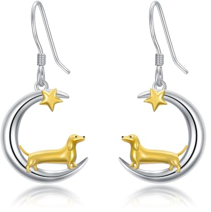 Dackel Ohrringe 925 Sterling Silber Dackel Hund Ohrringe Hängend Dackel Hund Schmuck Geschenke für Damen Mädchen