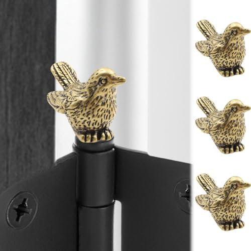 Brass Sparrow Hinge Heads Decorative Topper Set of 3 - Magnetic Hinge Head Toppers - Vintage Bird Door Hinge Head Home Decoration