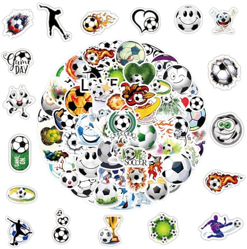120pcs Football Stickers, Waterproof Sports Football Sticker, Boys Gifts Footballs Lover Stickers for Water Bottle Laptop MacBook Luggage Helmet| Soccer Theme Party Soccer World Cup Decoration