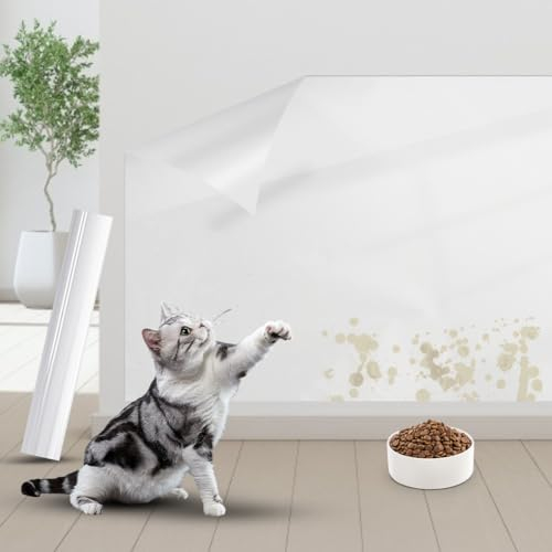 CEWROM Wandschutzfolie Elektrostatisch, Transparent Klebefolie Möbel Schutzfolie, Spritzschutz Wandschutz, Wasserdicht Selbstklebende Möbelfolie für Küche, Möbel, Büro (40cm x 300cm)