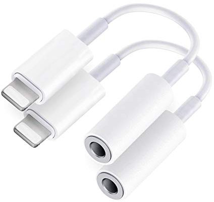 Beamingnet Lot de 2 Adaptateurs Lightning vers 3.5mm 【Certifié MFi】 iPhone Ecouteurs Prise Cable Jack Casque pour iPhone 14/13/12/11/XS/XR/8/7