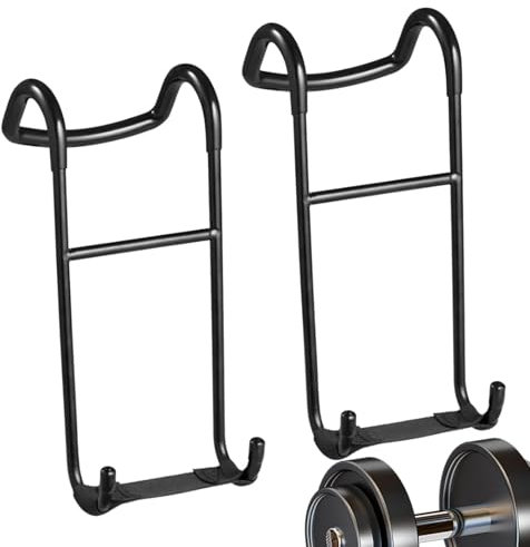 Gancio per manubri, 2 ganci per manubri, supporto per panca, bracci di fissaggio per bilanciere, per allenamento sul petto, da collegare al bilanciere, per squat, gancio di sollevamento,