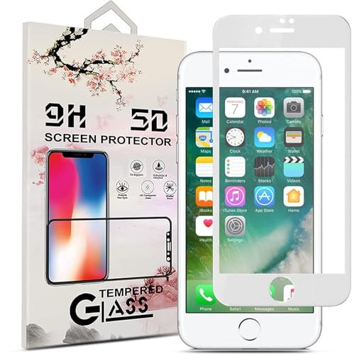 Full Screen Coverage Tempered Glass For iPhone 8/7- Case Friendly, Ultra HD and Touch Sensitive For iPhone 7/8-3D Touch Compatible (White)
