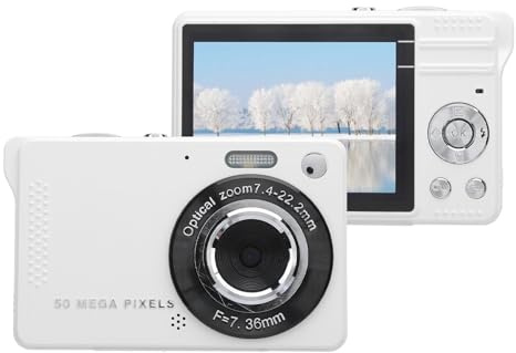 Fotocamera Digitale, Fotocamera CCD da 50 MP 1080P con Zoom Digitale 16x, Schermo da 2,8 Pollici Punta e Scatta Fotocamere Selfie Compatte Portatili per Studenti, (32GB)