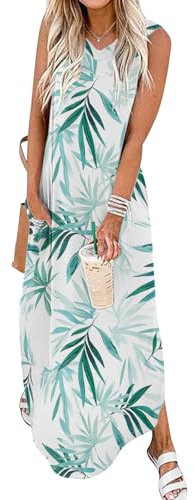 Chicrise Robe Ete Femme Longue Robe Col V avec Fendue Robe Printemps 2025 Nouveau Légèreté Multicolore 2X Grand 50-54