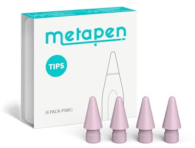 metapen Punte per Penna 4 Pezzi Compatibile con Apple Pencil 2 Gen/1 Gen/Pro,Logitech Stylus, metapen A8/A11/AIR 8/A14/D1/Punte per iPad Durevoli, Punte per Penna Altamente Sensibili