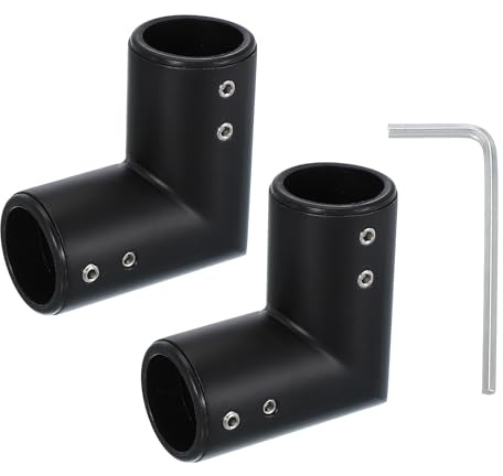PATIKIL 2Stk Fenster Eck Gardinen Stangen Verbinder Schwarz | 90° Gardinen Stangen Eck Verbinder Scharnier Winkel Verbinder, Mit Schraubendreher, Für 1 Erker Fenster Gardinen Stange