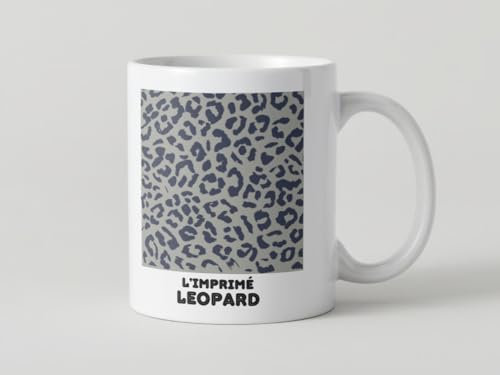 Leopard Print Ceramic Mug, Grey Leopard Print, 11oz