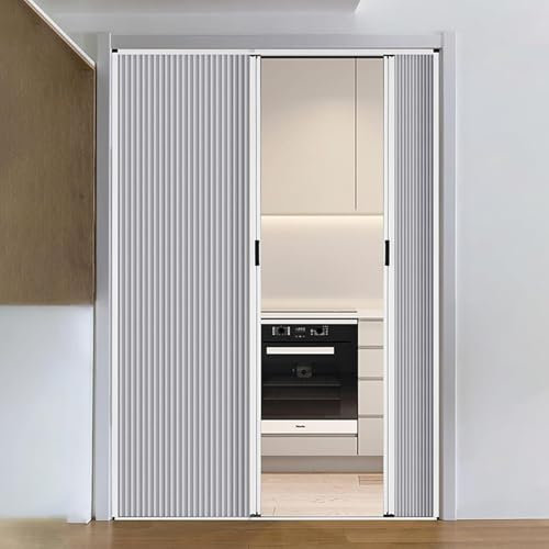 Porte a libro Porta a fisarmonica senza foratura, Porta pieghevole magnetica di dimensioni e stili personalizzabili, Porta scorrevole divisoria per la casa per cucina/ bagni/ soffitta(120x210cm/47x83i