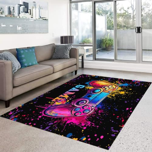 HOSIMA Gamecontroller-Teppich, weiche Bodematte, rutschfeste Schlafzimmermatte, kurzflorig, Flauschigkeit, waschbar (Gamepad 150 x 200)