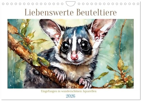 Liebenswerte Beuteltiere (Wandkalender 2026 DIN A4 quer), CALVENDO Monatskalender: Ein wunderschöner Kalender mit ungewöhnlichen Tieren (CALVENDO Tiere)