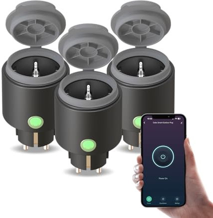 Calex Outdoor Smart Plug, WLAN Bluetooth Steckdose für Außen, IP44 wetterfest, 3680W, Calex App Steuerung, 3er Pack