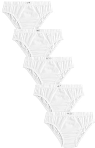 NEXT Jungen Unterhosen mit Print aus 100% Baumwolle, 5er-Pack Weiß 110-116