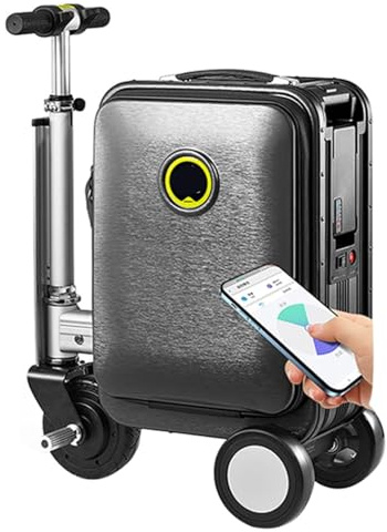 Elektrischer Fahrkoffer mit digitalem Schloss, Teleskopgriff, wasserdicht und leicht für Reisen, Schwarz , 2Battery
