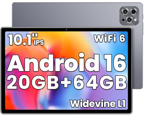 Android 16 Tablet, 2025 Tablet 9 inch Android 16 Tablets, 16GB+64GB+1TB Expansion Octa-Core Processor, 6000mAh Battery, Widevine L1, 1280 * 800 IPS, 5G/2.4G WiFi 6, 2MP+8MP, Bluetooth 5.0 (Grey)