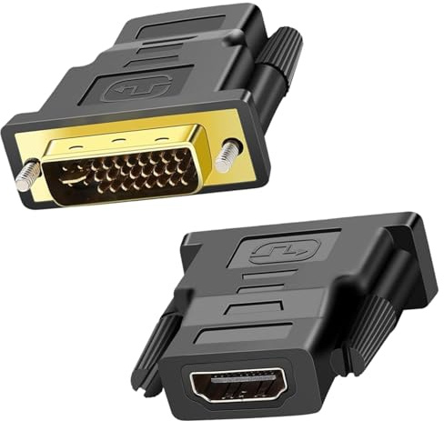 Luxiremi 2 Pcs DVI to HDMI Adapter,DVI-D Male 24 + 5 Pin to HDMI Female converter,with Gold-Plated Connectors,Compatible with Projector, Computer Monitor, TV Box, HDTV, DVD Player and more