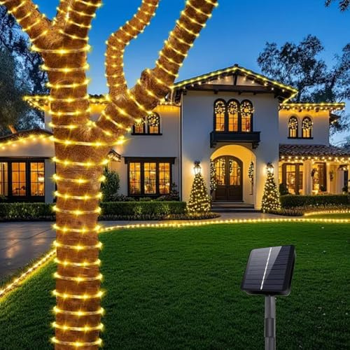 Afaiup Solar Lichterschlauch Aussen, 10M 100 LED Lichtschlauch Outdoor