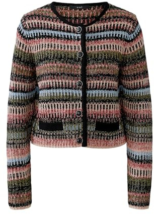 Oui Damen Strickjacke schmal geschnitten Gestreift