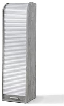 möbelando Rolloschrank Jalousienschrank Büroschrank Schrank Aktenschrank Organizer I Beton/Weiß