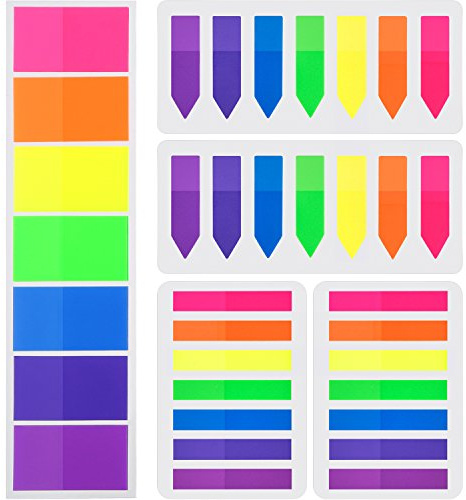 700 Pieces Flags Index Tabs 3 Sizes Sticky Notes Writable Labels Page Marker Bookmarks Text Highlighter Strips, 7 Colors, 5 Set