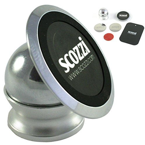 scozzi Handyhalterung Auto Magnet Armaturenbrett KFZ Handy Halterung zB kompatibel mit Samsung S24 S23 S22 S21 S20 A55 A54 A53 A35 für iPhone 15 14 13 12 11 FE Plus Ultra Mini Lite Pro Silber Chrome