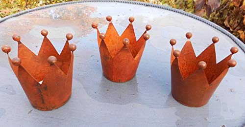 Dekokronen Set 3 Windlichter Teelichthalter Kerzenhalter Eisen Rost D9