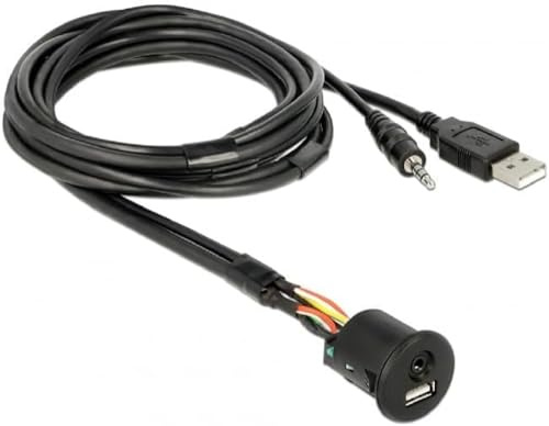 DeLock Kabel USB A + 3, 5mm 4Pin Klinke Stecker Einbaubuchse USB A + 3, 5mm 4Pin