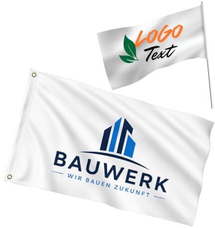 Personalisierte Flagge – selbst gestalten mit Logo, Foto & Text 50x70cm/PT | Werbeflagge mit individuellem Druck, Bild, ideal als Firmenflagge, Vereinsflagge oder Werbefahne, ohne Fahnenmast