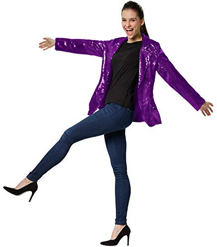 dressforfun 900995 Vestito Donna, Giacca con Paillettes, Discoteca Carnevale Festa -Modelli Differenti (L | Viola| No. 303883)