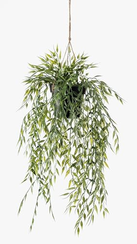 artplants.de Hanging basket with fake bamboo ANDRES in decorative pot, 20/50cm - Fake plant/Artificial bamboo