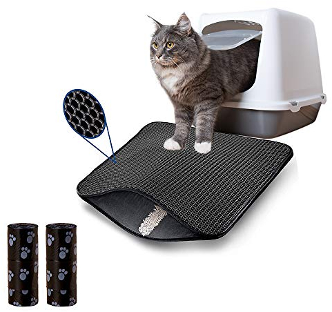 AcserGery Katzenklo Matte Katzenstreu Matte Katzen Doppelte Schichte Unterlage für Katzentoilette mit Waben (30x30)