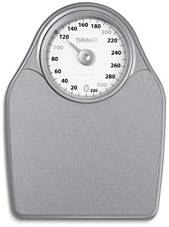 Thinner by Conair Bathroom Scale for Body Weight, Extra-Large Analog Scale Measures Weight Up to 330 Lbs. in Silver