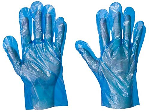 Relifeel Pack of 500 Disposable PE Gloves Polyethylene Multi-Purpose Work Safety Food Catering Cleaning - One Size Fits All (Blue)