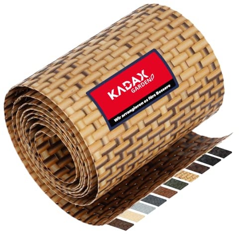 KADAX Zaunband aus Technorattan, 19 x 255 cm, 10 Farben, Sichtschutzstreifen, Sichtschutz Rolle, Windschutz für Balkon, Terrasse, wetterfeste Zaunmatte, Gartenzaun (Sand)