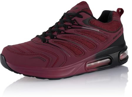 Fusskleidung® Damen Herren Sportschuhe Dämpfung Sneaker leichte Laufschuhe Weinrot Schwarz EU 37
