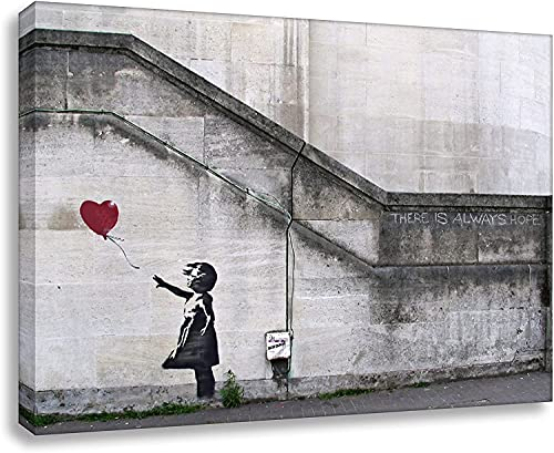 Banksy Foto auf Leinwand/Always Hope/Kunstdruck Wandbild Leinwandbild 80x60 cm (80x120 cm)