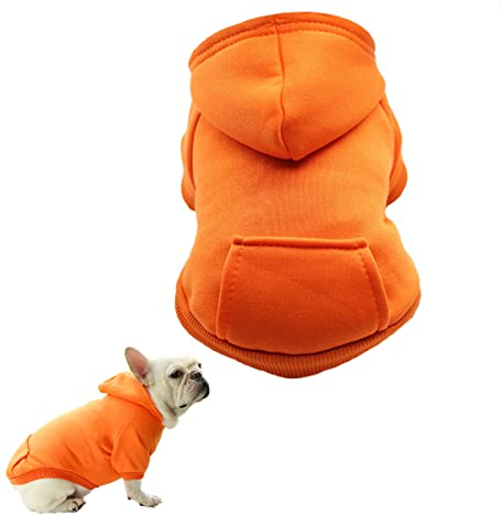XiXiRan Hunde Hoodie Baumwolle, Hundemantel Mit Kapuze, Haustier Warm Pullover, Katze Kleidung, Winter (L, Orange)