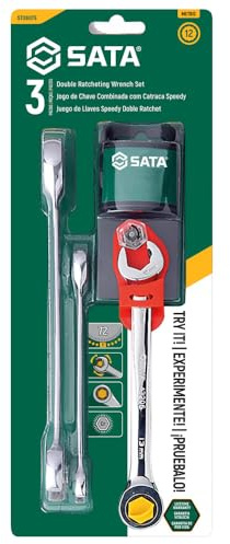 SATA ST09075 Doppelratschen Ringmaulschlüssel, Gabelringschlüssel, Gabelschlüssel, Schraubenschlüssel Set metrisch 10,13,17 mm 3 Tlg.