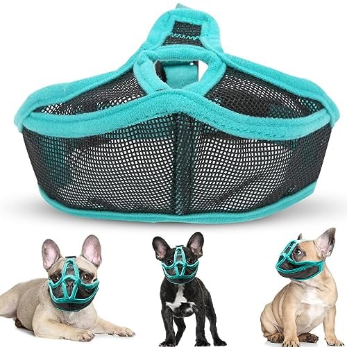 Maulkorb für Hunde, Hundemaulkorb mit Kurzer Schnauze, Mesh Verstellbar maulkorb französische Bulldogge, Atmungsaktiv Kurze Schnauze Anti-Beiss-Bulldogge für Anti-Beißen, Anti-Bell-Lecken