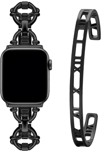 wutwuk Kompatibel mit Apple Watch Armband Silber 46mm 45mm 44mm 42mm 41mm 40mm 38mm Damen mit 18K Vergoldeter Edelstahl Armreif für iWatch Series 10 9 8 7 SE 6 5 4 3 2 1 Mädchen Frauen