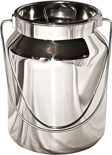 Tanque de leche de acero inoxidable | Jarra de acero inoxidable, latas de leche rústicas con tapa, jarra de leche antigua de 4 litros (1 galón)