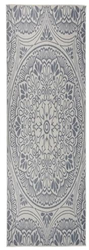 vidaXL Outdoor Flatweave Rug Garden Indoor Terrace Balcony Patio Backyard Decor Runner Area Rug Floor Carpet Mat Protector UV-Resistant Blue Pattern