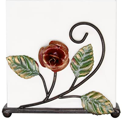 OwlGift Mehrfarbiger Serviettenhalter – RosenDesign Metall Servietten Aufbewahrung für Tische Modern Servietten Organizer – Taschentuchspender perfekt für Veranstaltungen im Freien – dekorative
