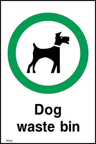 Dog Waste Bin Sign - 75mm x 100mm - Self Adhesive Sticker (PPA24)